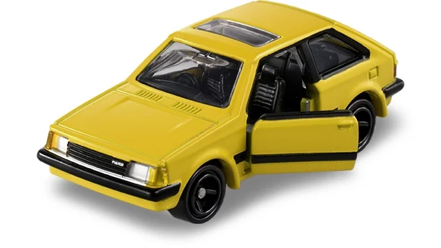 A yellow toy car with open doorAI-generated content may be incorrect.
